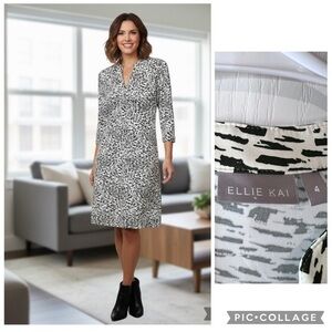 Ellie Kai zebra printed long sleeves dress size 4